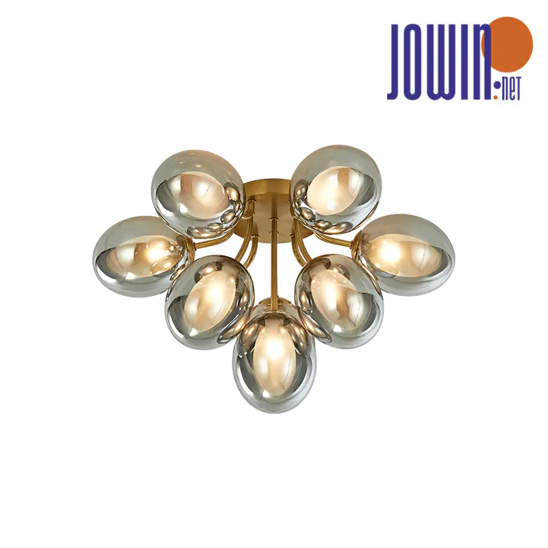 Lampada da soffitto con sfera di cristallo a bagliore dorato