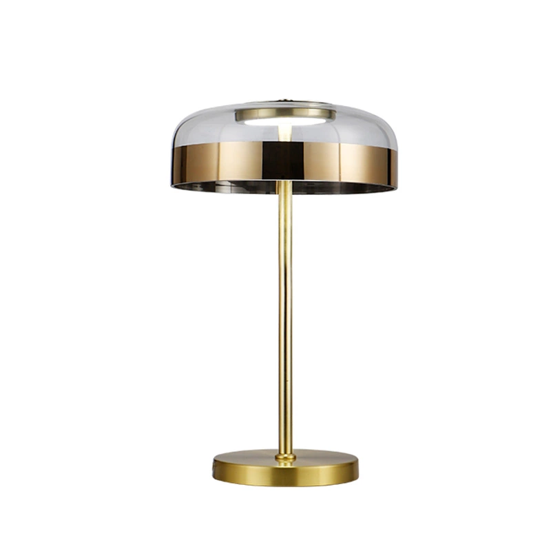 Lampada da tavolo in vetro trasparente e satinato in stile moderno